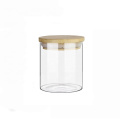 transparent food spice glass container with bamboo lid Storage-108RL
